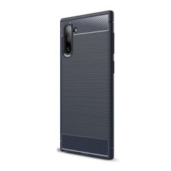   HUSĂ! - Protector de telefon din silicon (rezistență medie la impact, colț cu pernă de aer, periat, model carbon) ALBASTRU ÎNCHIS Samsung Galaxy Note 10 (SM-N970F)