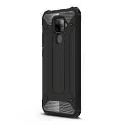   HUSĂ! - Protector de telefon Defender din plastic (rezistenta la impact mediu, colt cu perna de aer, interior din silicon, efect metalic) NEGRU Huawei Mate 30 Lite (Nova 5i Pro)