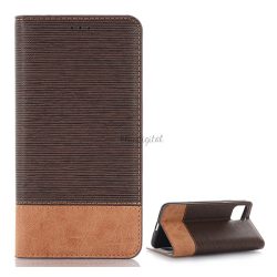   HUSĂ! - Carcasa in picioare, efect piele (FLIP, deschidere laterala, functie suport de masa, efect textil) MARO INCHIS Apple iPhone 11 Pro Max