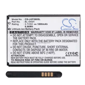 Baterie CAMERON SINO Li-Ion (3,7V/1800mAh, compatibil cu LG BL-54SG) NEGRU LG AKA (H788), LG Magna (C90), LG L90 (D405N), LG L80 (D380), LG L80+ L Bello (D331) ), LG L80+ L Bello Dual (D335), LG L90 dual (D410n), LG G3 S (D722), LG G4c (H525n)