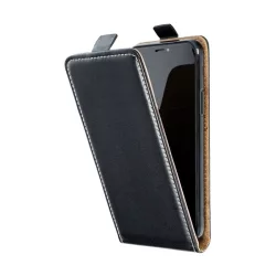   HUSĂ! - Carcasa in picioare, efect piele (FLIP, deschidere in jos, suport din silicon) NEGRU LG Q60 (LMX525)