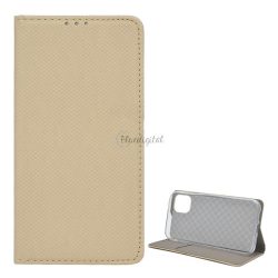   HUSĂ! - Carcasa in picioare, efect piele (FLIP, deschidere laterala, functie suport de masa, model romb) GOLD Apple iPhone 11 Pro Max