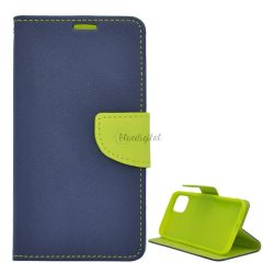   HUSĂ! - Carcasa in picioare, efect piele (FLIP, deschidere laterala, functie suport pentru masa, balama, model textil) ALBASTRU INCHIS Apple iPhone 11 Pro Max