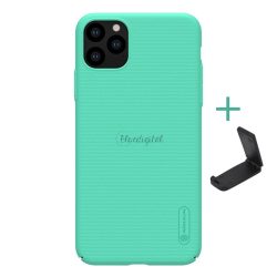   HUSĂ! - Protector de telefon din plastic NILLKIN SUPER FROSTED (cauciucat, suprafață aspră + suport de masă) CYAN Apple iPhone 11 Pro Max