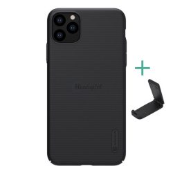   HUSĂ! - Protector de telefon din plastic NILLKIN SUPER FROSTED (cauciucat, suprafata aspra + suport de masa) NEGRU Apple iPhone 11 Pro Max