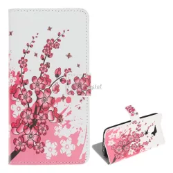   HUSĂ! - Husă stativă cu efect de piele (FLIP, deschidere laterală, suport pentru desktop, model floral) alb  Huawei Mate 30 Lite (Nova 5i Pro)
