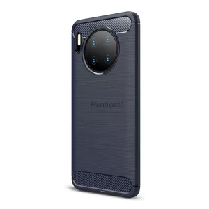 HUSĂ! - Protector de telefon din silicon (rezistență medie la impact, colț cu pernă de aer, periat, model carbon) ALBASTRU ÎNCHIS Huawei Mate 30