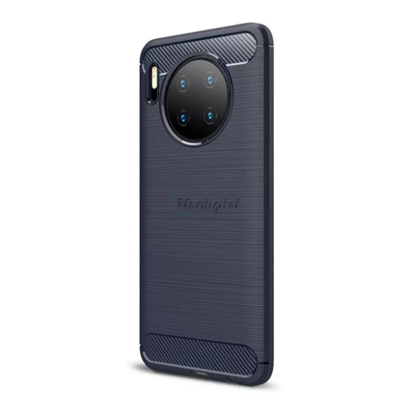 HUSĂ! - Protector de telefon din silicon (rezistență medie la impact, colț cu pernă de aer, periat, model carbon) ALBASTRU ÎNCHIS Huawei Mate 30