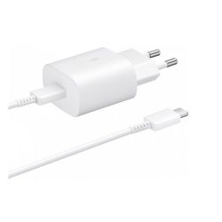   Încărcător de rețea SAMSUNG cu priză Type-C (25W, încărcător rapid PD + cablu Type-C) ALB