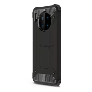 HUSĂ! - Apărător de telefon din plastic Defender (rezistent la impact mediu, călcâi cu pernă de aer, interior din silicon, efect metalic) negru Huawei Mate 30