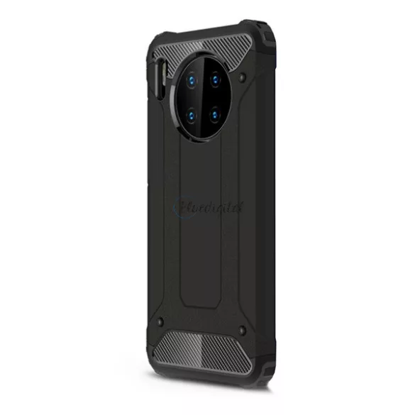 HUSĂ! - Apărător de telefon din plastic Defender (rezistent la impact mediu, călcâi cu pernă de aer, interior din silicon, efect metalic) negru Huawei Mate 30