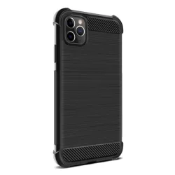   HUSĂ! - Protector de telefon din silicon IMAK VEGA (rezistență medie la impact, colț cu pernă de aer, periat, model carbon) NEGRU Apple iPhone 11 Pro Max