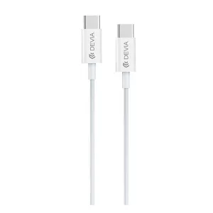 Cablu de date DEVIA SMART (Tip-C - Tip-C, 60W, încărcător rapid PD, 100cm) ALB