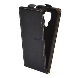 HUSĂ! - Husa in picioare, efect piele (FLIP, deschidere in jos, suport din silicon) NEGRU Huawei Mate 30 Lite (Nova 5i Pro)