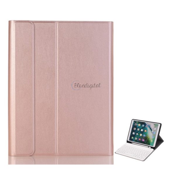 Husă stativă, efect piele (FLIP, tastatură bluetooth, desktop, QWERTY, engleză, suport Apple Pencil) GOLDEN Apple IPAD 10.2 (2019), Apple IPAD 10.2 (2020), Apple IPAD 10.2 (2021)