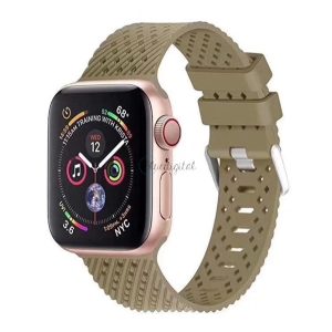 Curea de schimb (dimensiune personalizată, mare, din silicon ecologic, perforată, respirabilă, în dungi) VERDE ÎNCHIS Apple Watch Series 2 42mm, Apple Watch Series 3 42mm, Apple Watch Series 4 44mm, Apple Watch Series 5 44mm, Apple Watch Series 1 42