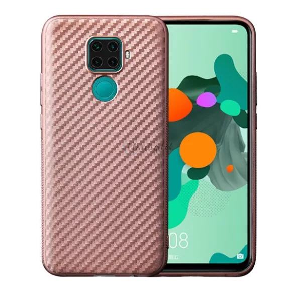 HUSĂ! - Protectie de telefon din silicon (model carbon) ROSE GOLD Huawei Mate 30 Lite (Nova 5i Pro)