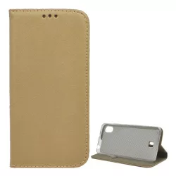   HUSĂ! - Carcasa in picioare, efect piele (FLIP, deschidere laterala, functie suport de masa) GOLD LG K20 2019 (LMX120)