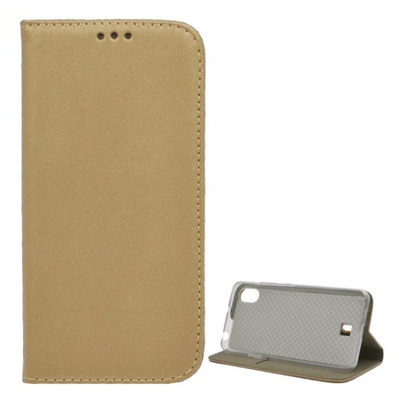Carcasa in picioare, efect piele (FLIP, deschidere laterala, functie suport de masa) GOLD LG K20 2019 (LMX120)