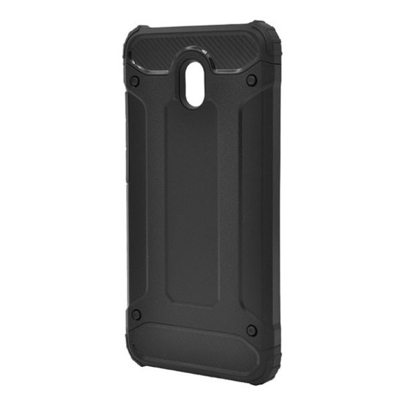 Protector de telefon din plastic Defender (rezistenta medie la impact, colt cu perna de aer, interior din silicon, efect metalic) NEGRU Xiaomi Redmi 8A