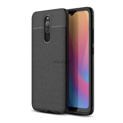   HUSĂ! - Protector de telefon din silicon (rezistenta la impact mediu, efect piele, model de cusaturi) NEGRU Xiaomi Redmi 8A
