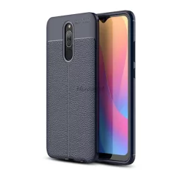   HUSĂ! - Protector de telefon din silicon (rezistenta la impact mediu, efect piele, model de cusaturi) ALBASTRU INCHIS Xiaomi Redmi 8A
