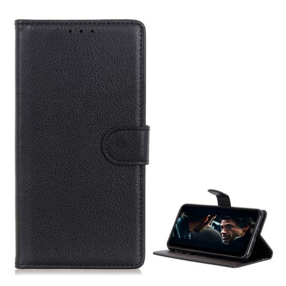 Carcasa in picioare, efect piele (FLIP, deschidere laterala, functie suport birou, premium) NEGRU Vodafone Smart N10 (VFD630)