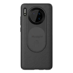   HUSĂ! - Protectie telefon din plastic NILLKIN CAMSHIELD (cadru silicon, rezistenta medie la impact, protectie camera, dungi) NEGRU Huawei Mate 30