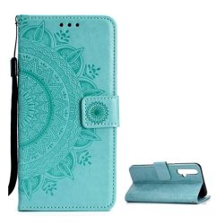   HUSĂ! - Carcasa in picioare, efect piele (FLIP, deschidere laterala, suport de masa, balama, mandala) CYAN Huawei Nova 5T, Honor 20