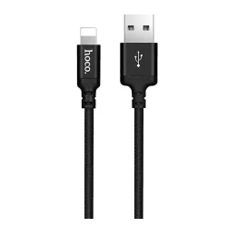   Cablu de transfer de date și încărcător HOCO X14 (USB - fulger, încărcător rapid, 200cm, șiret) NEGRU