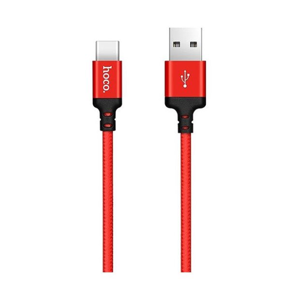 Cablu de date HOCO X14 (USB - Type-C, incarcator rapid, 200cm, anti-rupere, siret) ROSU