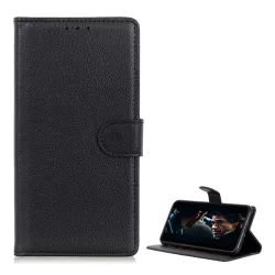   HUSĂ! - Husă în picioare, efect piele (FLIP, deschidere laterală, funcție de suport pentru birou, premium) NEGRU Samsung Galaxy A20s (SM-A207F)