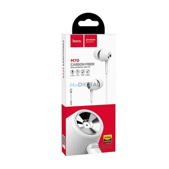 HOCO M70 Căști stereo (mufă de 3,5 mm, microfon, buton de înregistrare) ALB