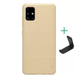   HUSĂ! - NILLKIN SUPER FROSTED plastic protecțiede telefon (cauciucat suprafață aspră + suport desktop) GOLD Samsung Galaxy A51 (SM-A515F)
