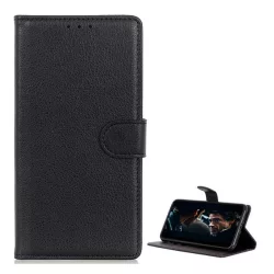   HUSĂ! - Husă stativă cu efect de piele (FLIP, deschidere laterală, desktop, premium) negru Samsung Galaxy A71 (SM-A715F)