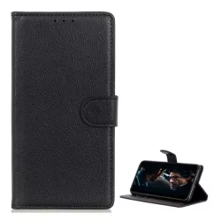   HUSĂ! - Husă stativă cu efect de piele (FLIP, deschidere laterală, desktop, premium) negru Samsung Galaxy A51 (SM-A515F)