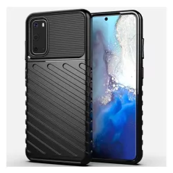   HUSĂ! - Protector de telefon din silicon (rezistență medie la impact, în dungi, model convex) NEGRU Samsung Galaxy S20 (SM-G980F), Samsung Galaxy S20 5G (SM-G981U)