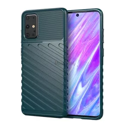   HUSĂ! - Protector de telefon din silicon (rezistent mediu la impact, în dungi, model convex) VERDE ÎNCHIS Samsung Galaxy S20 Plus (SM-G985F), Samsung Galaxy S20 Plus 5G (SM-G986)