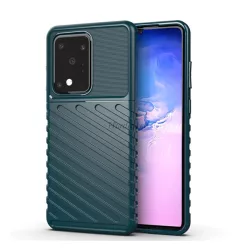  HUSĂ! - Protector de telefon din silicon (rezistent mediu la impact, cu dungi, model convex) VERDE ÎNCHIS Samsung Galaxy S20 Ultra (SM-G988F), Samsung Galaxy S20 Ultra 5G (SM-G988B)