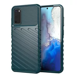   HUSĂ! - Protector de telefon din silicon (rezistent mediu la impact, cu dungi, model convex) VERDE ÎNCHIS Samsung Galaxy S20 (SM-G980F), Samsung Galaxy S20 5G (SM-G981U)