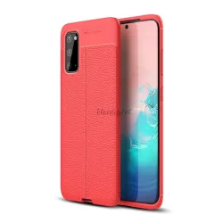   HUSĂ! - Protector de telefon din silicon (rezistență medie la impact, efect piele, model de cusături) ROȘU Samsung Galaxy S20 (SM-G980F), Samsung Galaxy S20 5G (SM-G981U)