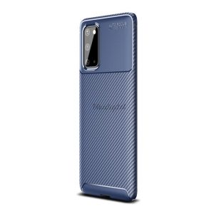 Protector de telefon din silicon (rezistență medie la impact, colț cu pernă de aer, model carbon) ALBASTRU ÎNCHIS Samsung Galaxy S20 (SM-G980F), Samsung Galaxy S20 5G (SM-G981U)