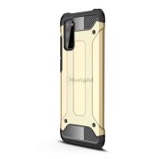   Protector de telefon din plastic Defender (rezistență medie la impact, colț cu perne de aer, interior din silicon, efect metalic) GOLD Samsung Galaxy S20 (SM-G980F), Samsung Galaxy S20 5G (SM-G981U)