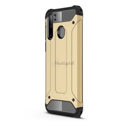   Protector de telefon din plastic Defender (rezistență medie la impact, colț cu pernă de aer, interior din silicon, efect metalic) GOLD Samsung Galaxy A21 (SM-A210F)
