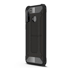   Protector de telefon din plastic Defender (rezistenta medie la impact, colt cu perna de aer, interior din silicon, efect metalic) NEGRU Samsung Galaxy A21 (SM-A210F)