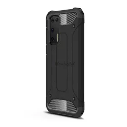   HUSĂ! - Protector de telefon din plastic Defender (rezistenta la impact mediu, colt cu perna de aer, interior din silicon, efect metalic) NEGRU Huawei P40