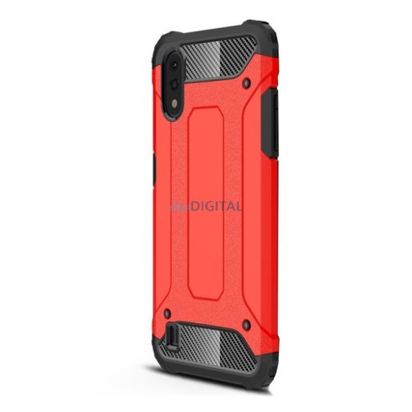 Protecție din plastic pentru telefon Defender (rezistență medie la impact, toc cu pernă de aer, interior din silicon, efect metalic) PIROS Samsung Galaxy A01 (SM-A015F)