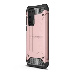   HUSĂ! - Protector de telefon din plastic Defender (rezistenta medie la impact, colt cu perna de aer, interior din silicon, efect metalic) ROSE GOLD Huawei P40