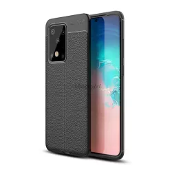   HUSĂ! - Protectie din silicon pentru telefon (rezistenta la impact mediu, efect piele, model de cusaturi) NEGRU Samsung Galaxy S20 Ultra (SM-G988F), Samsung Galaxy S20 Ultra 5G (SM-G988B)