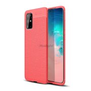   Protector de telefon din silicon (rezistență medie la impact, efect piele, model de cusături) ROȘU Samsung Galaxy S20 Plus (SM-G985F), Samsung Galaxy S20 Plus 5G (SM-G986)